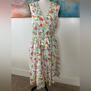 ModCloth Whimsical Tropical Margarita Cotton Mock Wrap Full Skirt Dress M